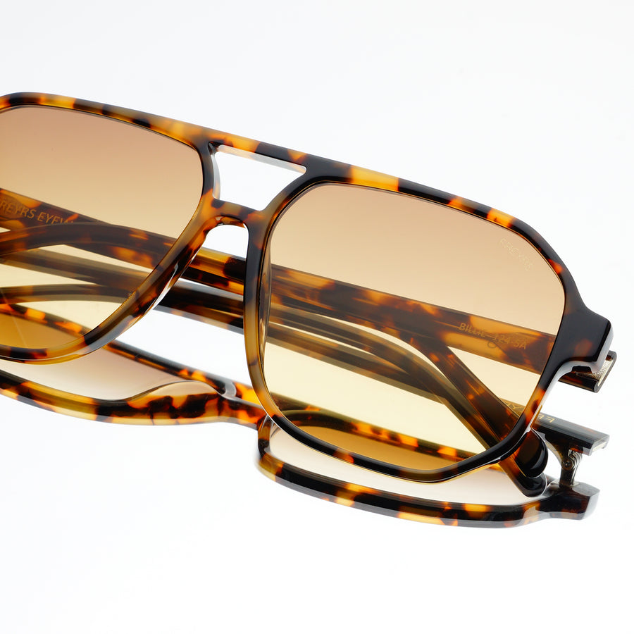 Billie Unisex Aviator Sunglasses- Dark Tortoise/ Solid Brown