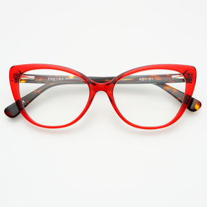 red glasses frames cat eye