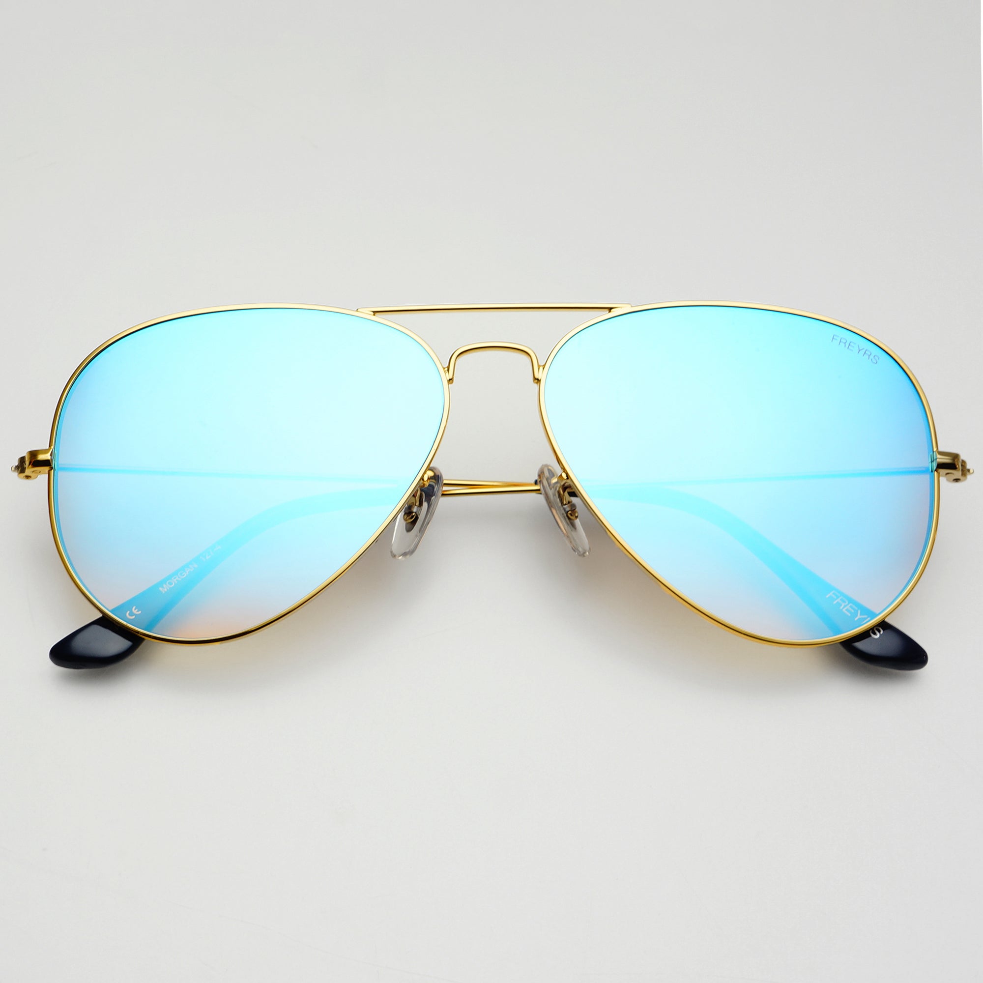 Freyrs Premium Morgan Gold / Blue Mirror Sunglasses - Gold / Blue Mirror
