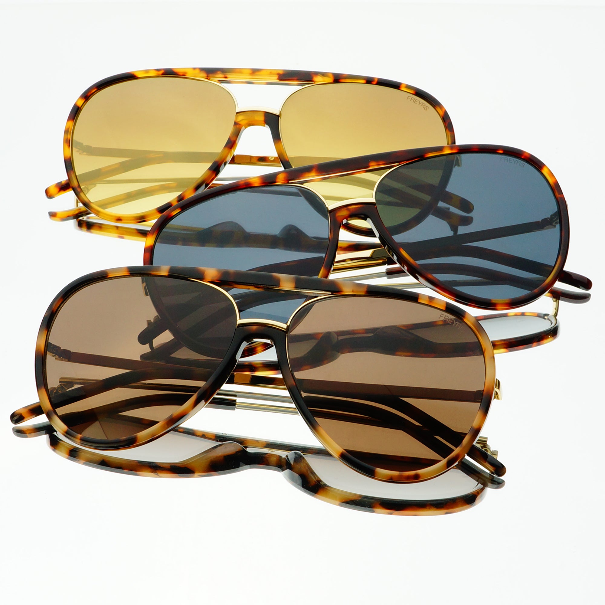 Shay Tortoise Mirrored Aviator Sunglasses by FREYRS Eyewear