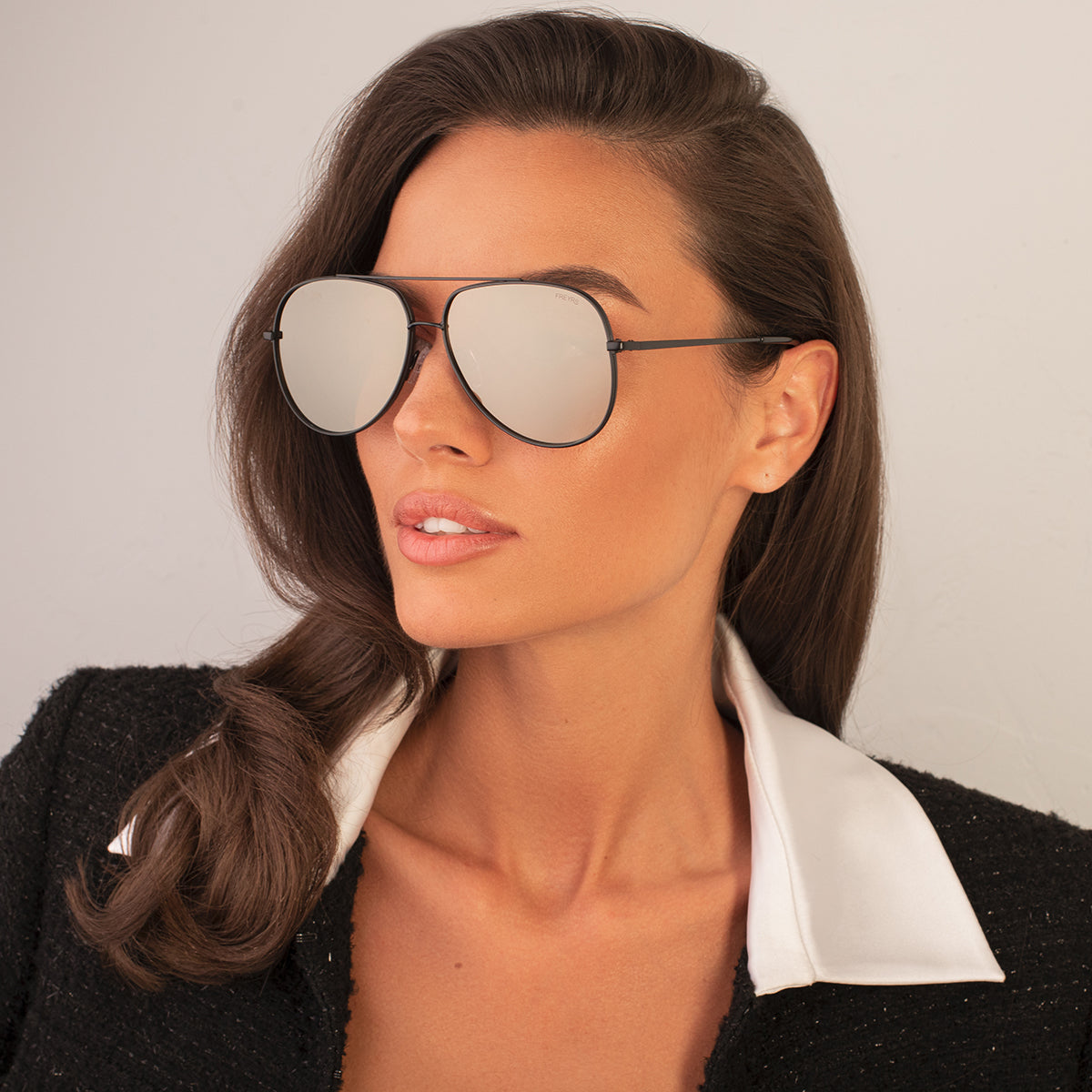 Womens black aviator discount glasses